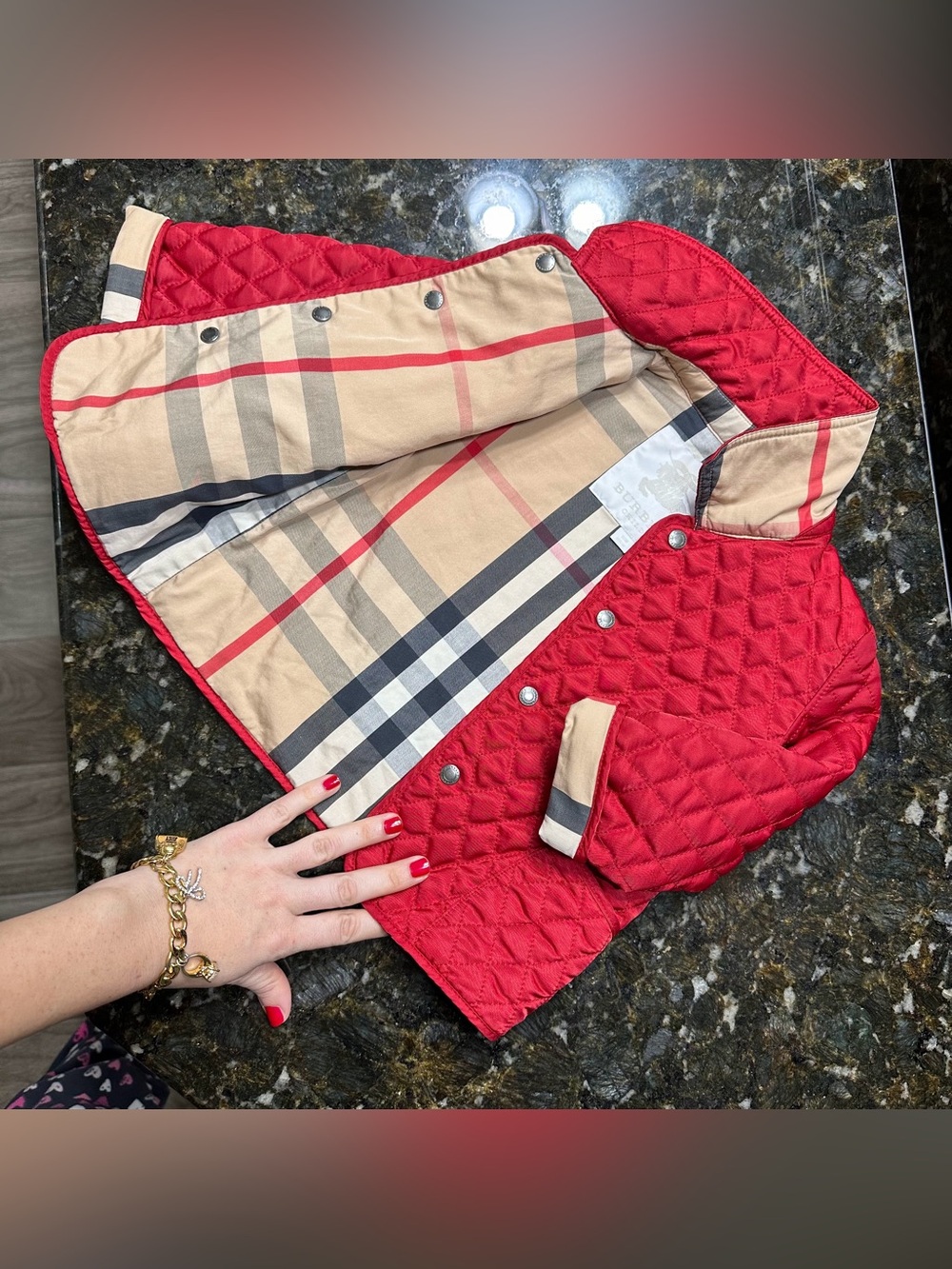 Authentic BURBERRY Quilted Jacket Boy Girl Cherry Children Nova Kids 9-12 Months